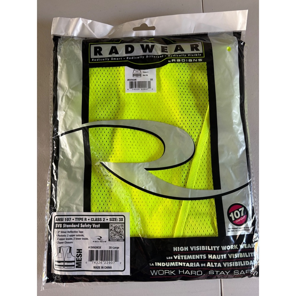 Radians Radwear SV8 High Visibility Safety Vest 3X Green Mesh ANSI Class 2